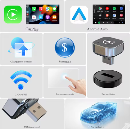 Adaptador Inalambrico CARPLAY 2 en 1