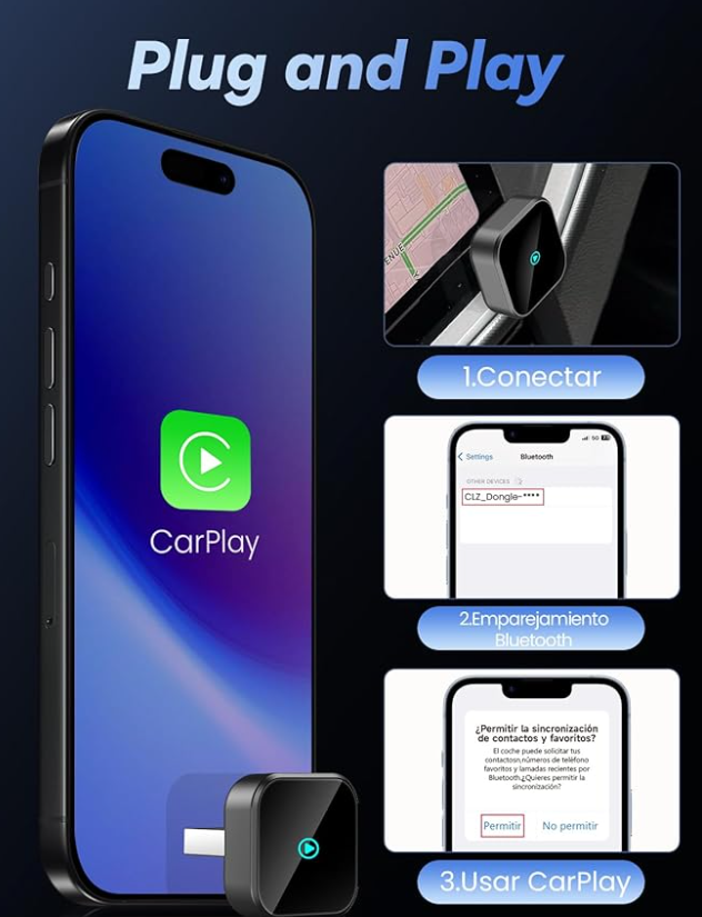 Adaptador Inalambrico CARPLAY 2 en 1